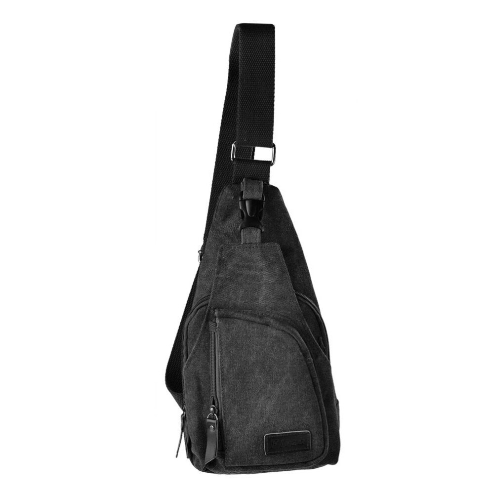Canvas Shoulder Bag Men Sling Backpack Small Black Crossbody Purse Man