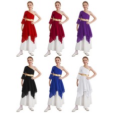 Kids Girls Dancewear Decorations Dress Shiny Maxi Gown Sundress Metallic Teen