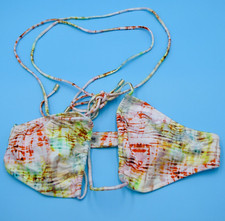 Victorias Secret Medium Multi Printed Padded Cutout Halter Bikini Top Swimwear