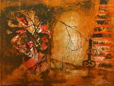 Lebadang (aka Hoi), Still Life in Orange, Lithograph, signed and numbered in pen
