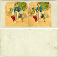 Stereo, Game Scene, D'Agility Vintage Albumen Stereo Card, Albu Print
