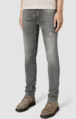 allsaints raveline cigarette jeans Allsaints Raveline Cigarette Fit Charcoal Grey Mens Sz W33xL31