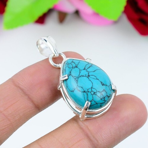Cadeau avec pendentif larimar bleu des Caraïbes en argent