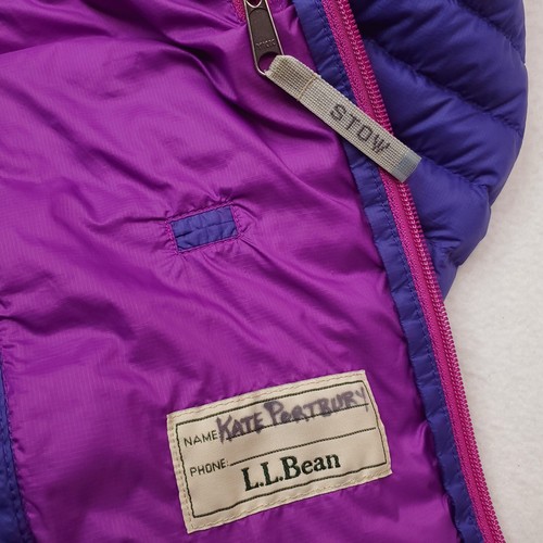 LL Bean Jacket Girls Large Purple Down Puffer Coat 650 Fill Packable Lightweight - Picture 8 of 19