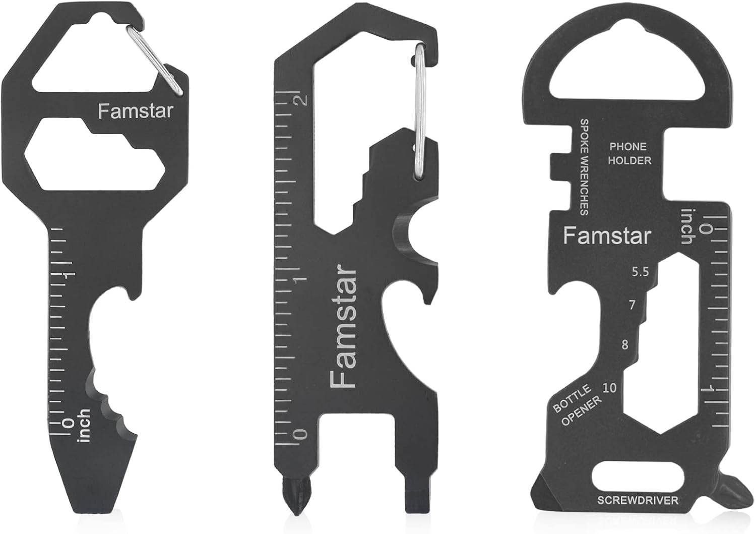 3-in-1 Rustproof Metal Keychain Multi-Tool with Screwdriver and Wrench