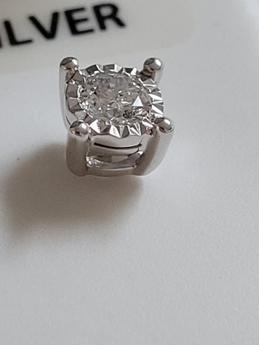 3/8Cttw Round Brilliant Cut Diamond .925 Sterling Silver Solitaire Stud Earrings - Picture 15 of 21