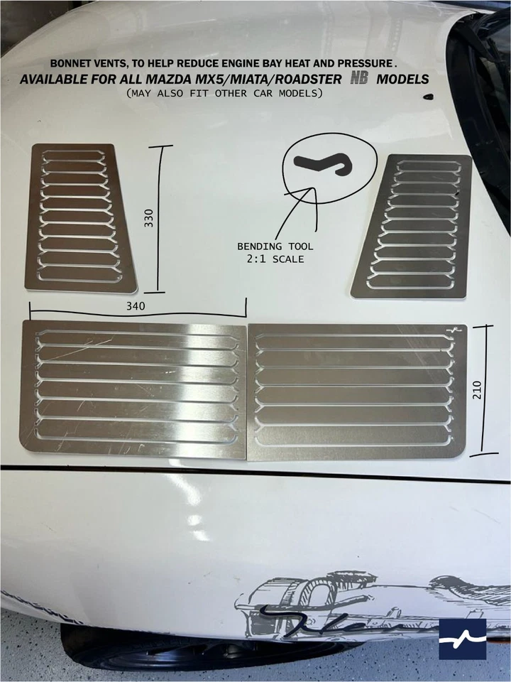 Universal Aluminium Bonnet Vents To help with heat flow out of Engine Bay - Image 2 of 4