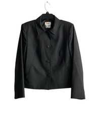 Talbots Gray 100 Wool 3 Button Blazer size 12 Classic Neutral Minimalist Career