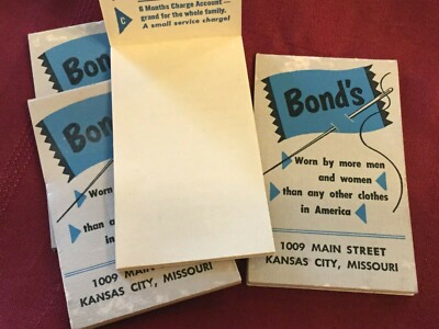 Lot of 4 Vintage Bond's Clothing Advertising Paper Pad 1952 & '53 Calendar Ad