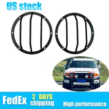 Pair(2) Front Head Light Lamp Ring Trim Matte Black For 07-14 Toyota FJ Cruiser