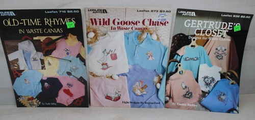 Lot of 13 Pattern Book Leaflets Leisure Arts Vintage In Waste Canvas Looney - Picture 5 of 8