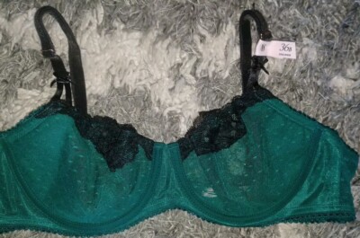 VS dream angel wicked unlined push up bra new  36b Teal flocked dot 