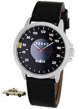 Armbanduhr Herren Tacho PKW Auto Stern Lederarmband Datum Fanartikel Nostalgie