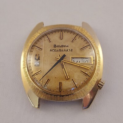 Vintage 14k Solid Gold Diamond Bulova Accuquartz Wt