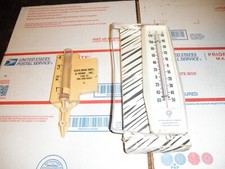 Vintage nos Advertising Rain Gauge Kuhlman impl J.D.+ thermometer