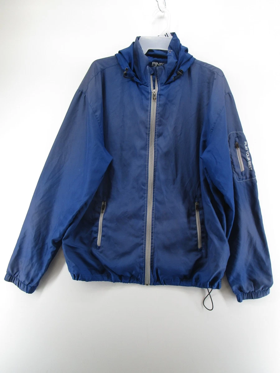Ping Mens M Full Zip Hooded Long Sleeve Windbreaker Jacket Blue | eBay