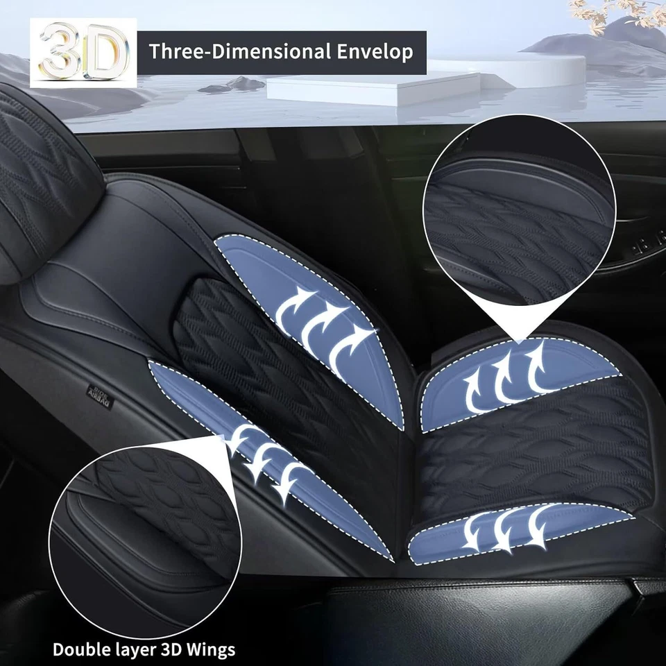 Car PU Leather Front & Rear 5 Seat Covers Cushion Full Set For kia Rio 2013-2023 - Image 3 of 4