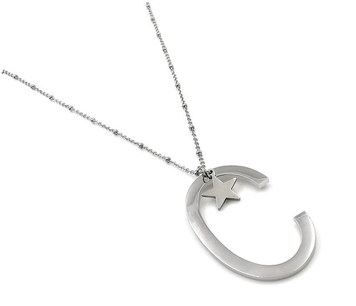 Collana da donna girocollo lunga con ciondolo lettera iniziale nome in acciaio a - Foto 10 di 45