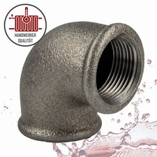 Temperguss-Gewindefitting schwarz Winkel 90°, IG x IG, Typ 90, DVGW - verschiede