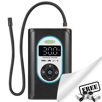 Cordless Rechargeable Car Tyre Inflator Air Compressor Pump Ring