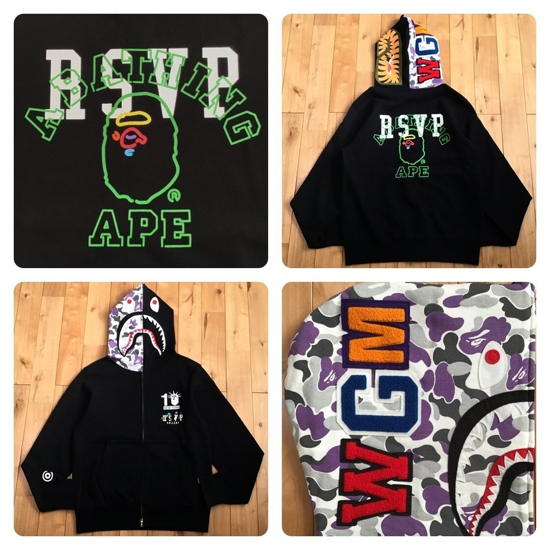 RSVP × BAPE camo Shark full zip hoodie NYC Black A Bathing Ape