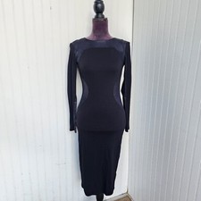 ASOS Balck Pencil DressColorBlock Stretch Faux Suede Long Sleeve Zip Sz 4