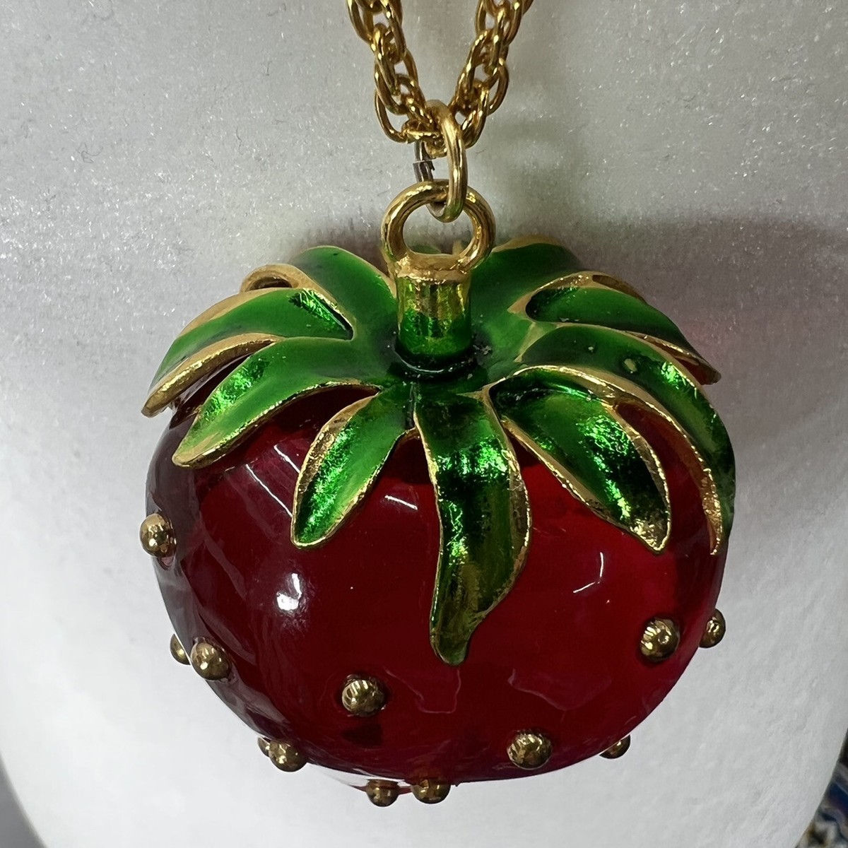2 1/2” KJL KENNETH J LANE ENAMEL RED CLEAR LUCITE RESIN