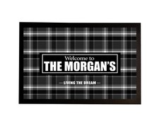 Image of Personalised Camper Van Mat - Black Tartan Motorhome in-door mat 60 x 40 cm