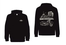 Sweatshirt Jacket Black Biker Chopper V Twin Motorcycle Motif Model American Steel