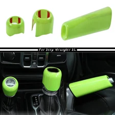 Green Handbrake Brake & Gear Shift Knob Cover Trim for Jeep Wrangler JL JT 2018+