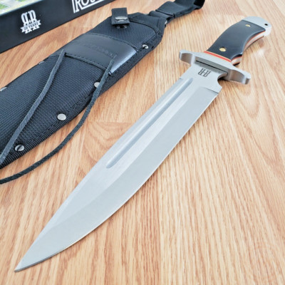 Rough Ryder Highland Fixed Knife 10.75'' Stainless Bowie Blade Black G10 Handle