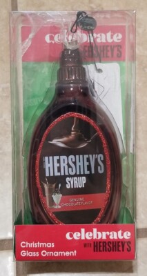Hershey's Chocolate Syrup Glass Christmas Ornament