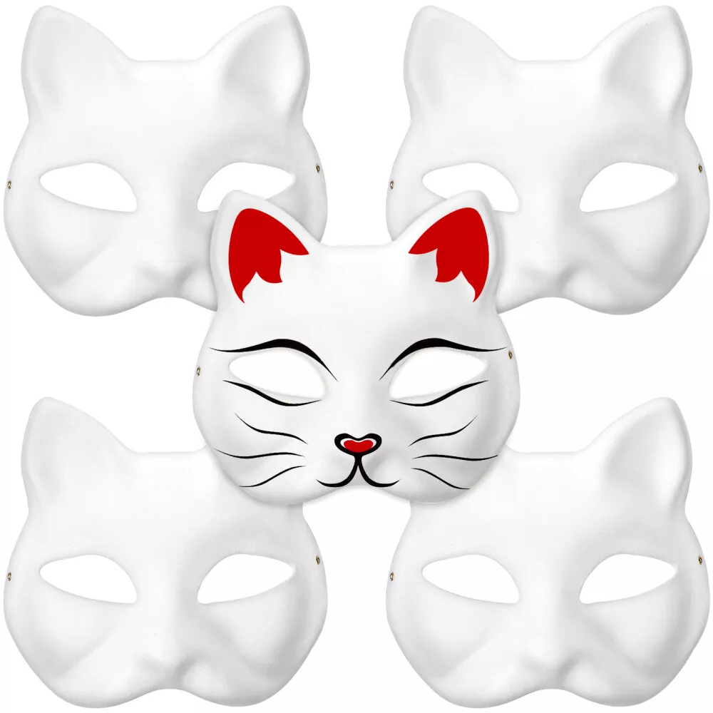  2Pcs Therian Mask Fox Cat Therian Mask for Adults White Blank  Fox Mask Hand Painted Animal Face Mask Halloween Mask DIY Mask Animal Party  Cosplay Costume : Clothing, Shoes & Jewelry