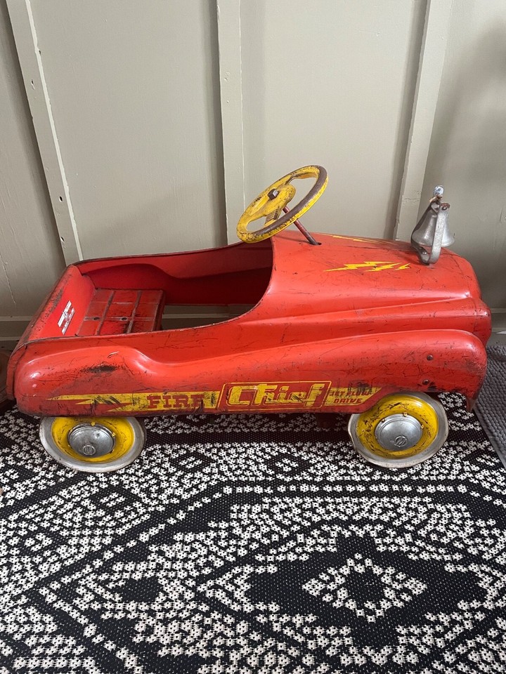 Vintage 1950's Steel Metal Murray JetFlow Fire Chief Pedal Car Chain
