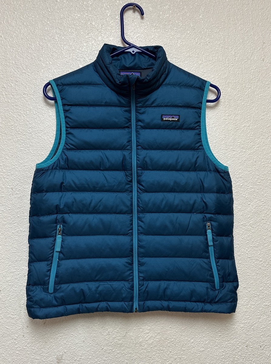 Patagonia Kids Boys Girls Teal Down Quilted Sweater Puffer Vest Sz