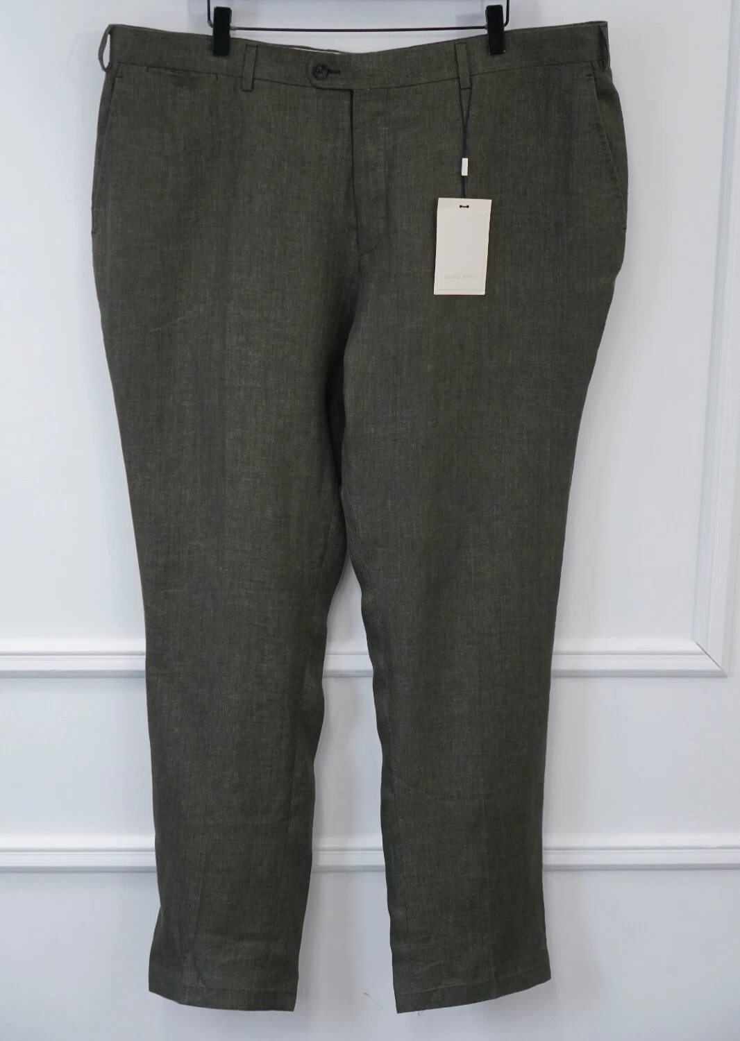 Men Suitsupply Brescia Trousers 100% Linen Green Size 30 EU60S UK/US50S
