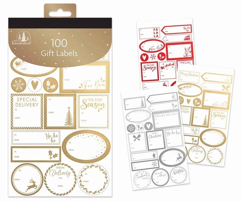 100 Labels Christmas Tag STICKER Gift Tags Name Xmas Present