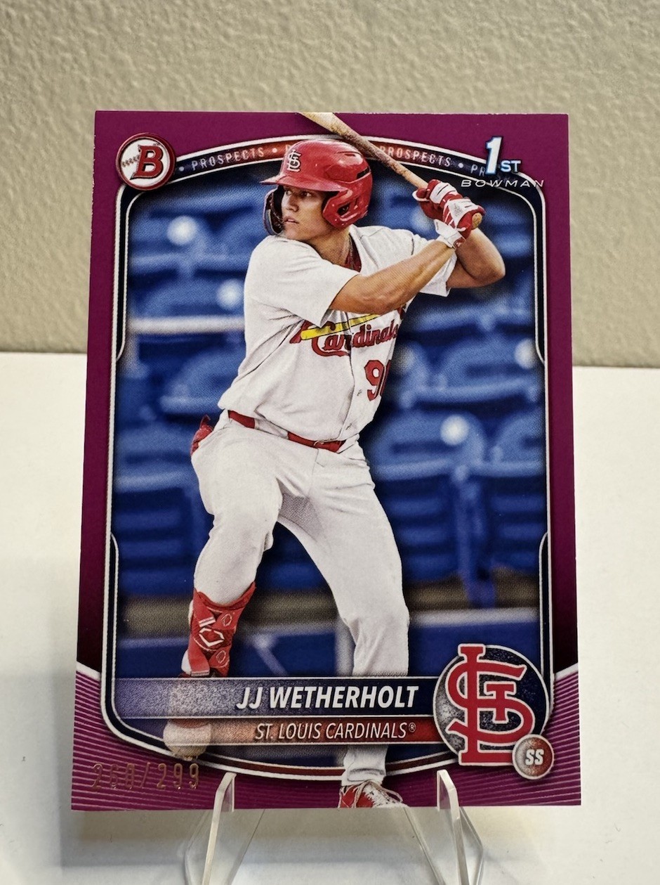 2025 Bowman Prospects JJ Wetherholt Fuchsia #BP-22 /299 Rookie Cardinals