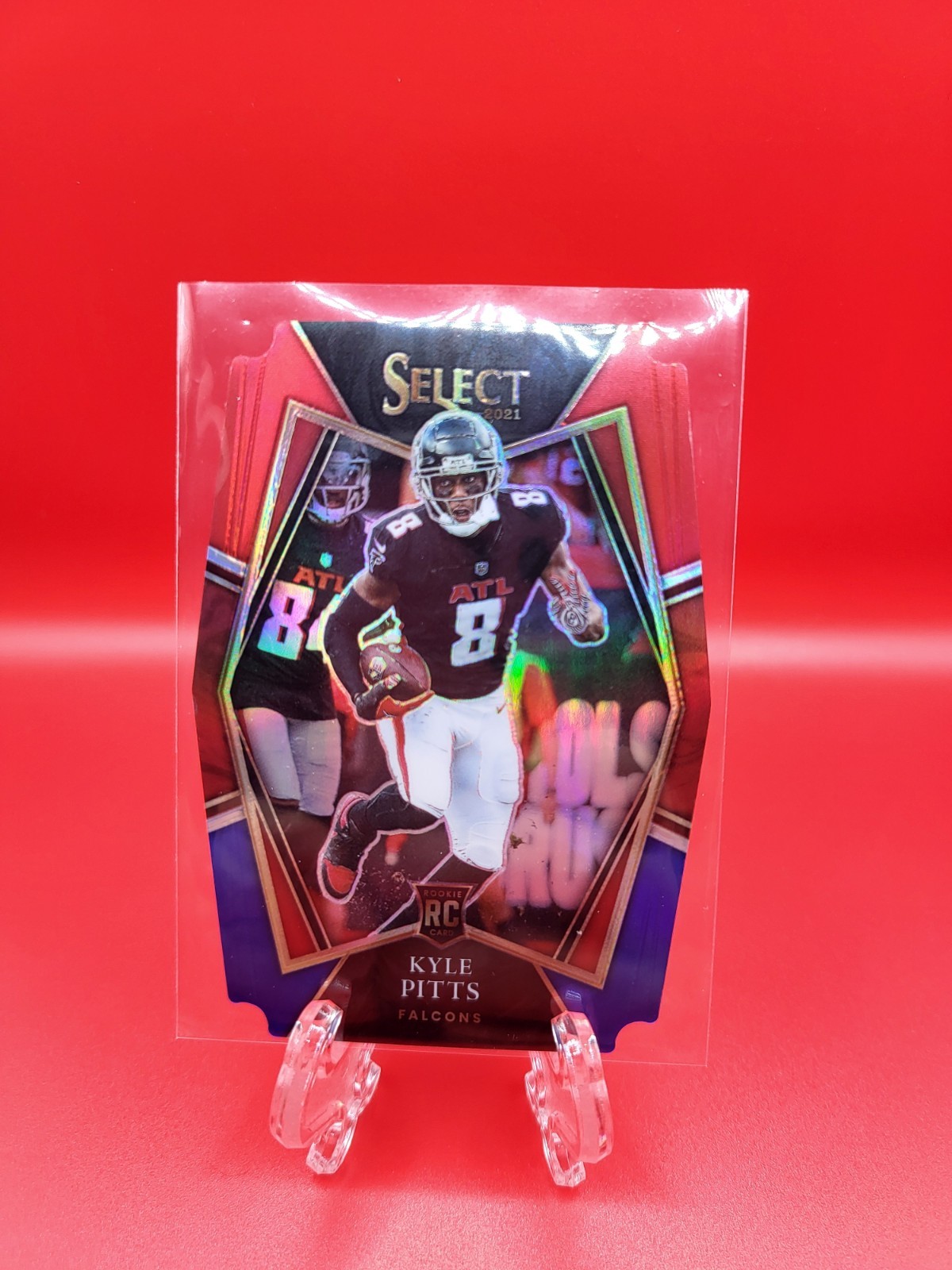 2021 Panini Select - Premier Level Kyle Pitts #146 Red & Blue Prizm Die-Cut (RC)