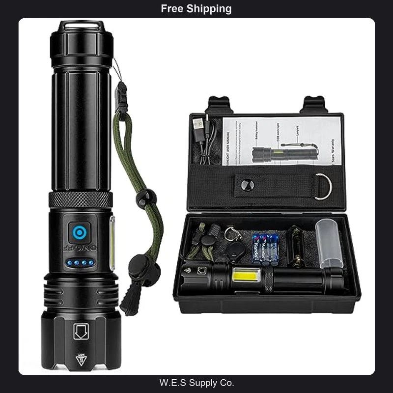 Rechargeable LED Flashlight 990000 Lumen High Power Waterproof Handheld Light
