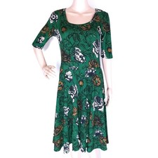 LuLaRoe Women Dress Floral Knee Length Color Green Size M
