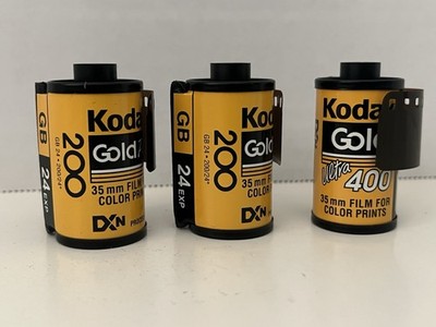 Lot Of 3 Kodak Gold Film 24 Exposures 35mm ISO 200 (2) & ISO 400