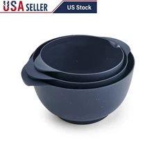 Pro Recycled 3 Piece Bowl Colander Set Non Slip Base Easy Pouring Multi Function