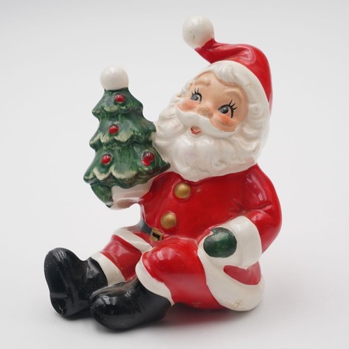 Vintage Napcoware Napco sitzender Weihnachtsmann Figur mit Weihnachtsbaum #8393