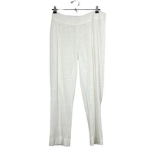 Eileen Fisher 100 Linen Pants Sz M White Pull On Wide Leg Minimalist Resort
