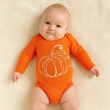 NWT Newborn Dot & Zazz 0-3 M Orange Sketchy Pumpkin Long  Sleeved 1-Piece Carrot