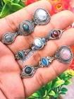 Natural Labradorite Gemstone 925 Sterling Silver Plated Rings 10 pcs Lot Jewelry