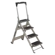 Louisville L-2011-04 Step Stool, 4 Steps, 300 Lb Load Capacity, 56 In Overall