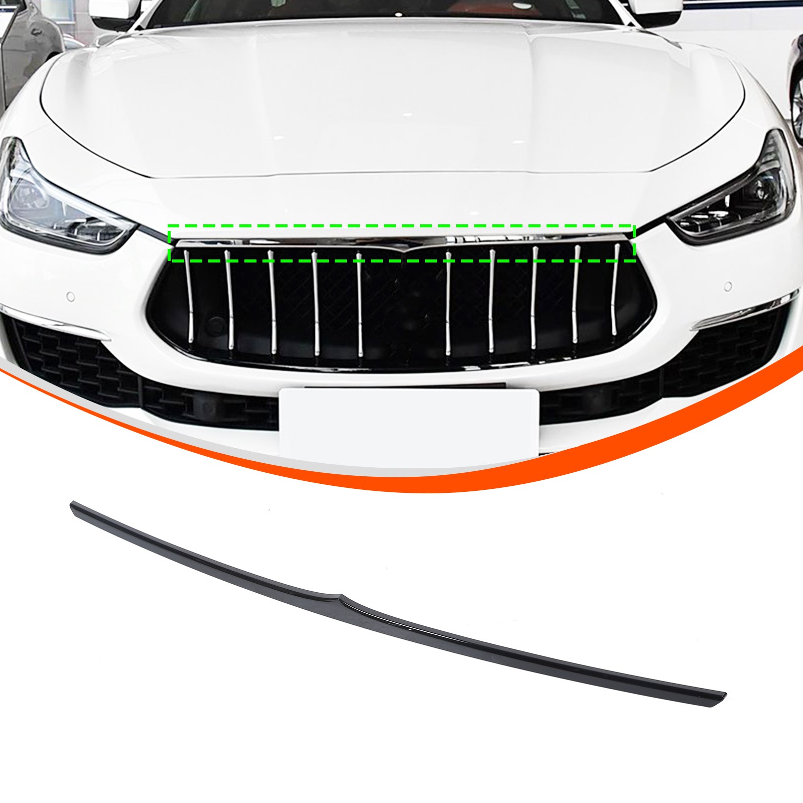 For Maserati Ghibli 2018-2022 Front Grille Trim Strips Piano Black ABS