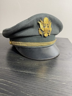 Authentic Vintage Flight Ace US Army Field Grade Officer Fur Felt Visor Cap 